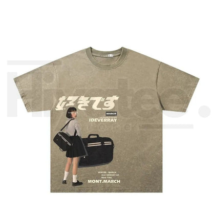American Vintage Heavy Washed Tie-Dye Graffiti Streetwear T-Shirt – Oversized Baggy Unisex Cotton Short Sleeve Tee