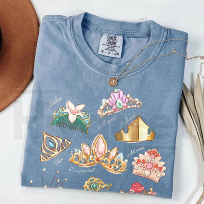 Comfort Colors® Princess Crown T-Shirt – Retro Girl Trip Tee & Vintage Fairytale Aesthetic Matching Outfit