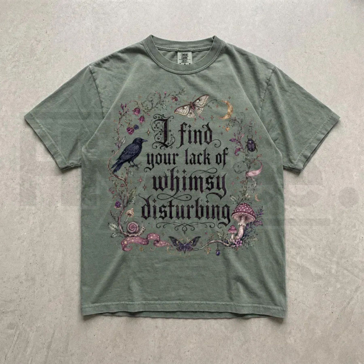 Lack of Whimsy Crow Fall Shirt Witchy Celestial Moth Halloween Comfort Colors Tee