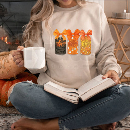 Dr Pepper Halloween Sweatshirt – Spooky Soda Graphic Crewneck, Soft Cozy Fall Unisex Pullover
