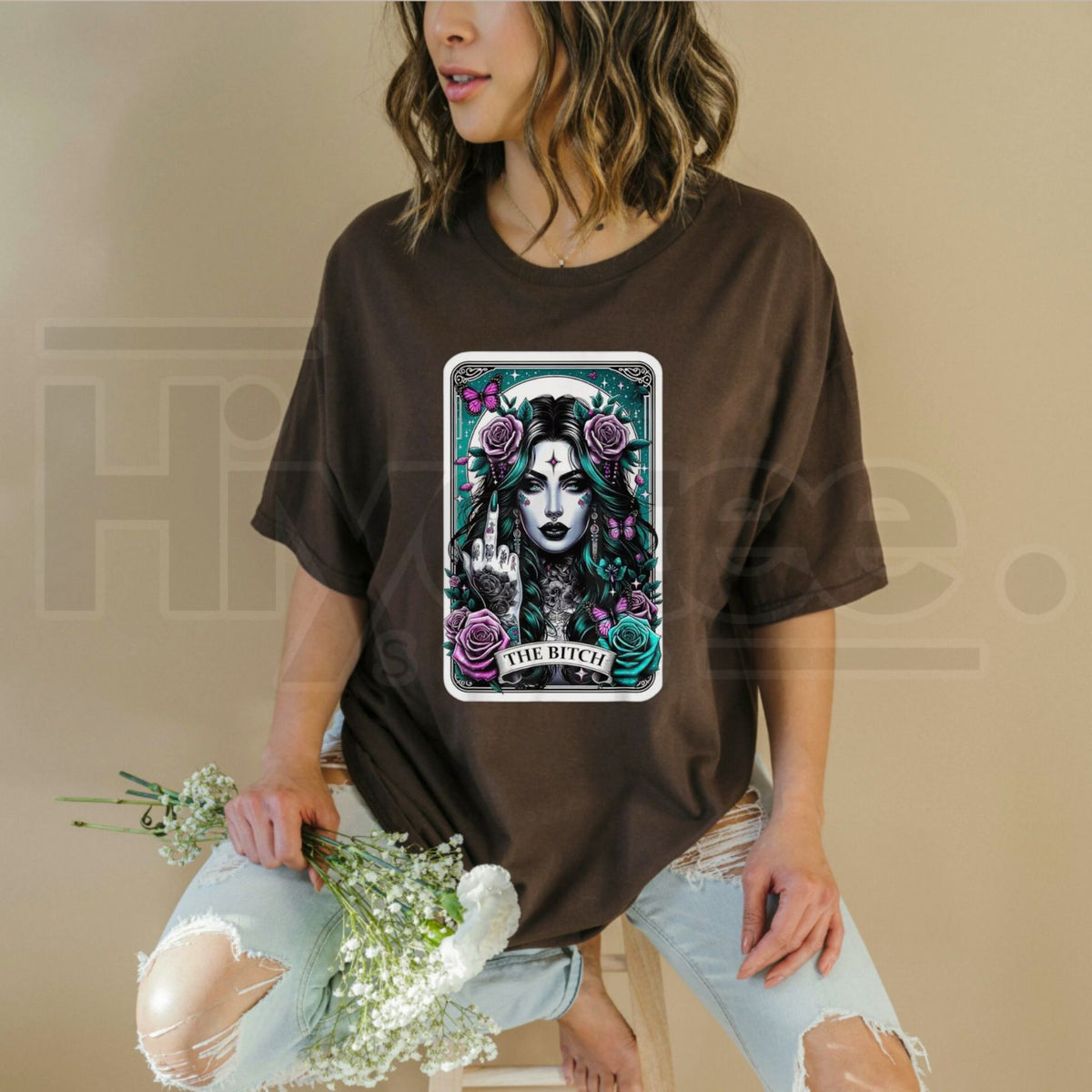 Men's Essential Ribbed Retro Sugar Skull Tarot Card T-Shirt – Made in USA
