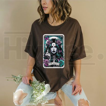 Men's Essential Ribbed Retro Sugar Skull Tarot Card T-Shirt – Made in USA