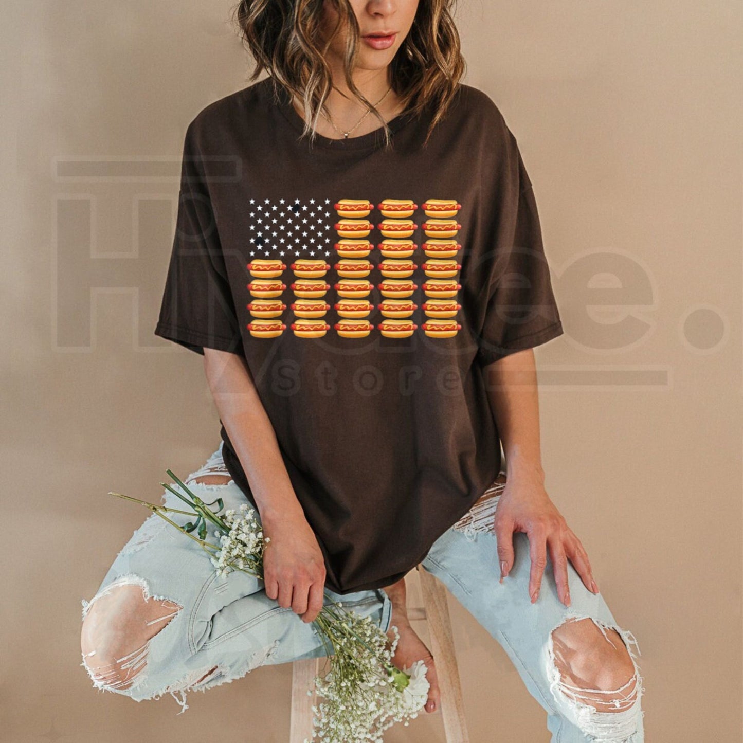 Hot Dog American Flag July 4th T-Shirt – Funny Patriotic Summer BBQ Tee