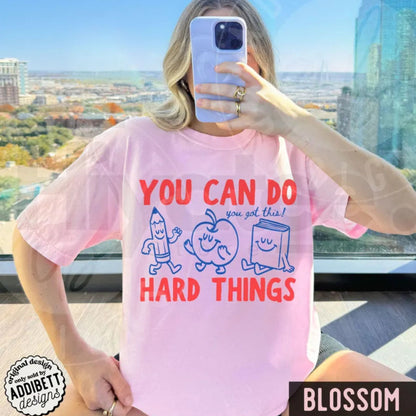 Comfort Colors You Can Do Hard Things Shirt Cute Retro Doodles Teacher Tee