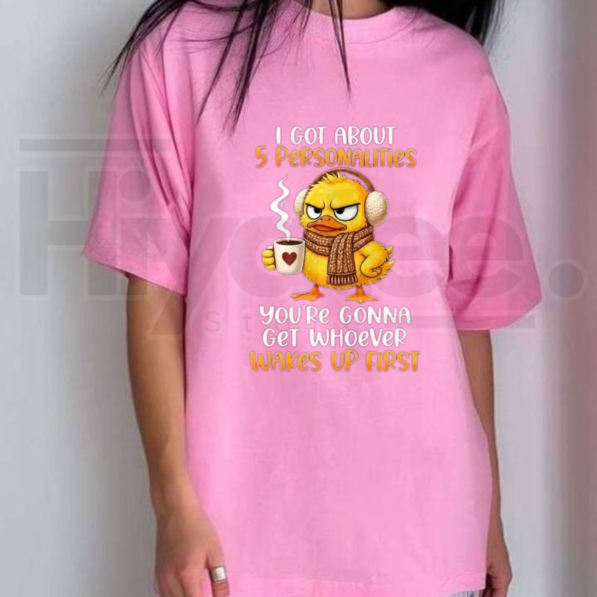 5 Personalities Funny Duck T-Shirt – Morning Mood Coffee Quote Graphic Tee