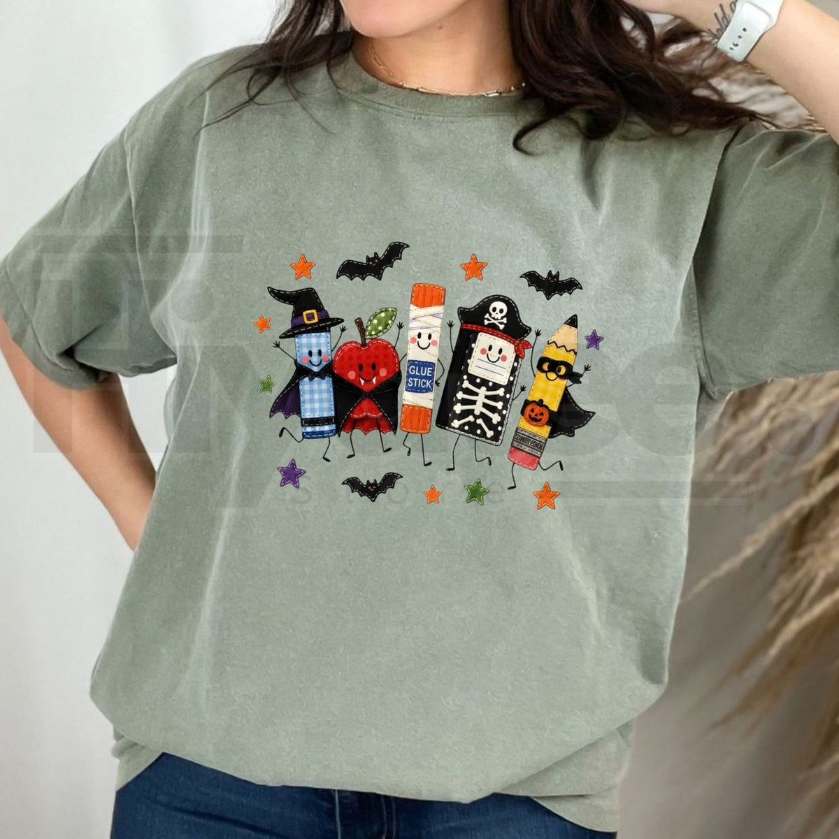 Comfort Colors Halloween Teacher Cute School Supplies Tee