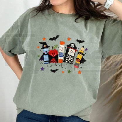 Comfort Colors Halloween Teacher Cute School Supplies Tee