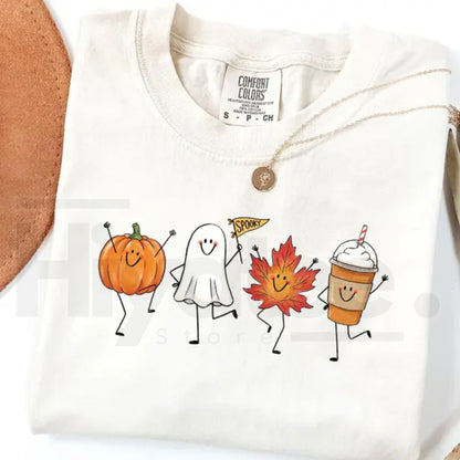 Comfort Colors Cute Autumn Halloween Pumpkin Ghost Shirt