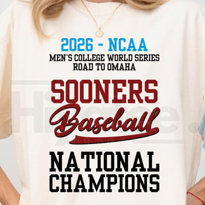 Sooners Baseball 2026 MCWS National Champions Comfort Colors T-Shirt – Vintage Collegiate Baseball Championship Fan Tee