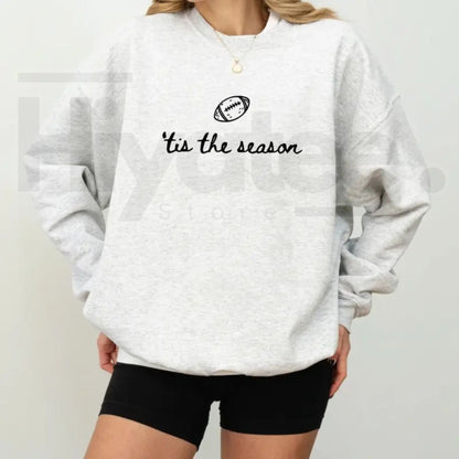 Football Season Sweatshirt – Tis The Season Game Day Crewneck, Cozy Football Mom Fall Pullover