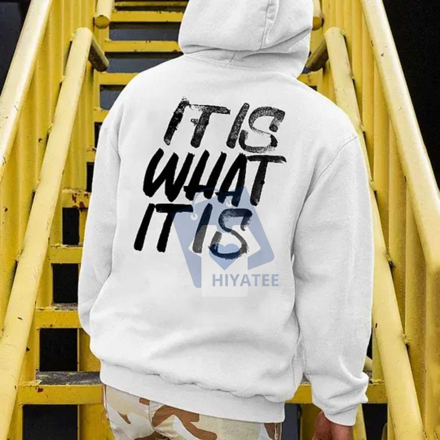"It Is What It Is" Distressed Print Hoodie – Men's Minimalist Graphic Sweatshirt, Aesthetic Streetwear, Vintage Style Pullover