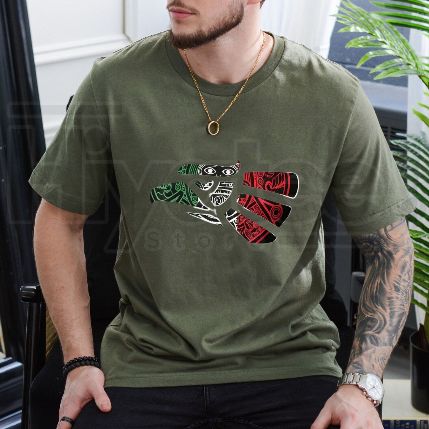 Latino Heritage Mexico Eagle Tribal Art T-Shirt – Mexican Flag Tattoo Style Tee