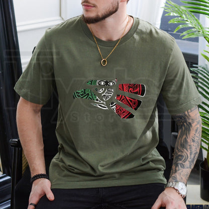 Latino Heritage Mexico Eagle Tribal Art T-Shirt – Mexican Flag Tattoo Style Tee