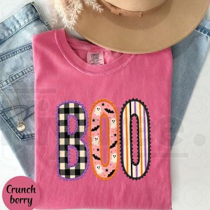 Comfort Colors Preppy Boo Halloween T-Shirt – Cute Gingham Ghost Graphic Tee
