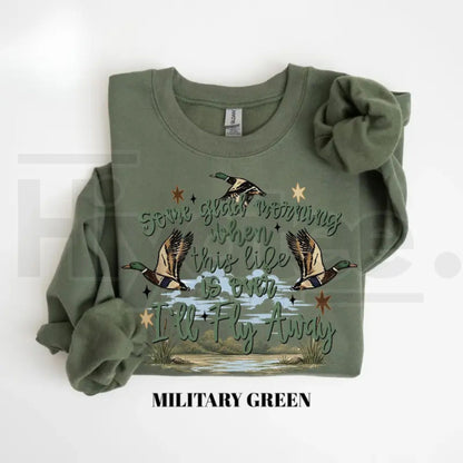 I’ll Fly Away Sweatshirt – Christian Duck Hunting Graphic Crewneck, Western Jesus Faith Gildan Pullover