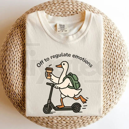 Comfort Colors® Off to Regulate Emotions T-Shirt – Mental Health Teacher & SEL Counselor Gift, Funny Duck Graphic Tee
