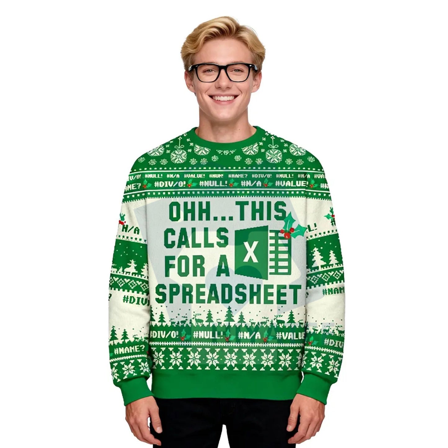 Geeksoutfit Geeky Ugly Christmas Sweater – Round Neck Long Sleeve Knitwear