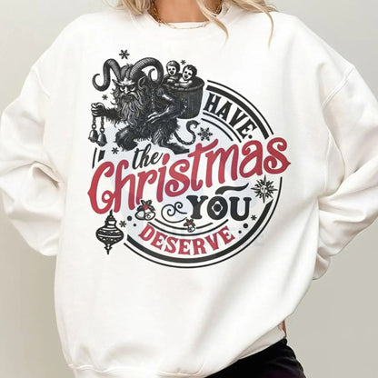 Krampus Christmas Sweatshirt: Sarcastic Funny Krampusnacht Crewneck, Dark Horror Xmas, Dark Humor Sweater, Trending 25