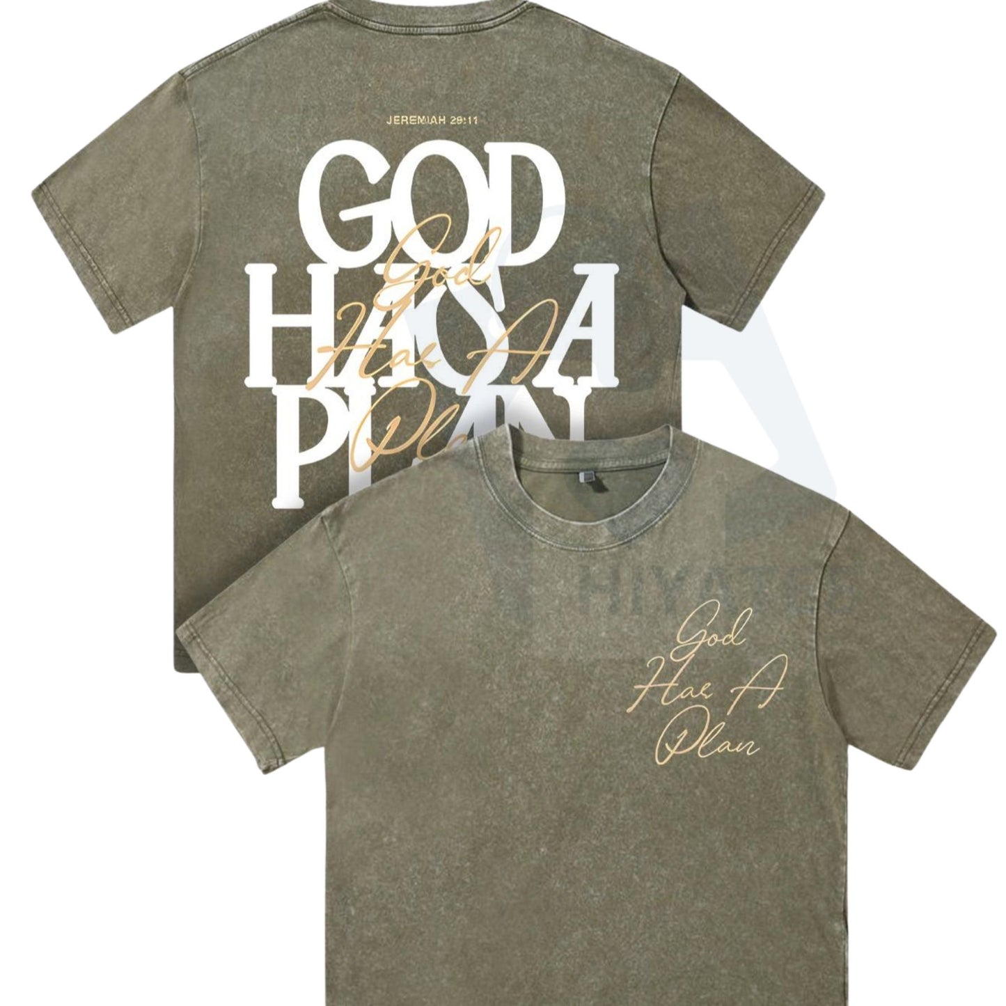"God Has a Plan" T-Shirt – Retro Washed 230g Cotton, Double-Sided Christian Streetwear