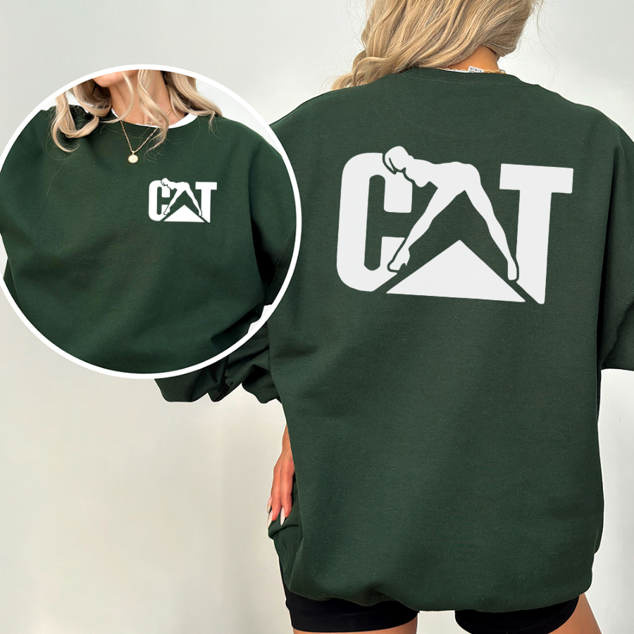 Cat With Woman Sweatshirt – Unisex Long Sleeve Pullover for Cat Lovers - Hiyatee