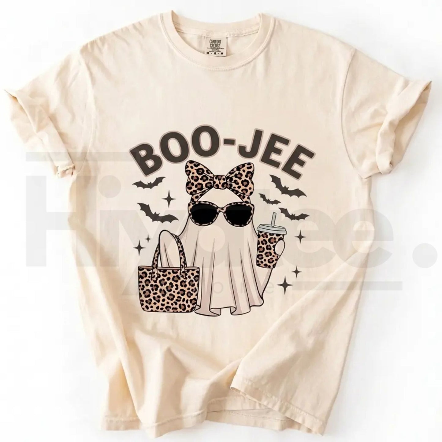 Comfort Colors Boo-Jee Ghost Shirt Leopard Print Coffee Tee