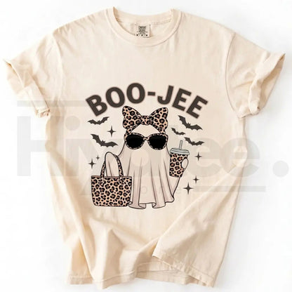 Comfort Colors Boo-Jee Ghost Shirt Leopard Print Coffee Tee
