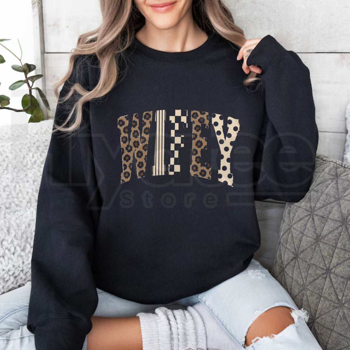 Leopard Stripe Mama Wifey Sweatshirt | Trendy Women's Crewneck Top