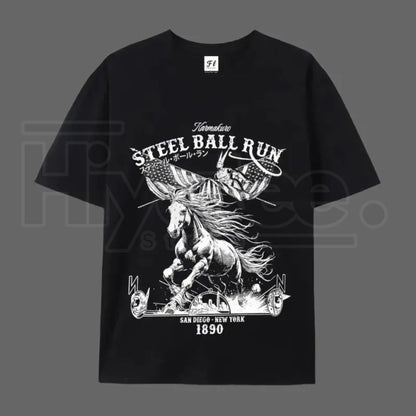 "Steel Ball Run" Horse Racing – SBR American Flag Graphic Top