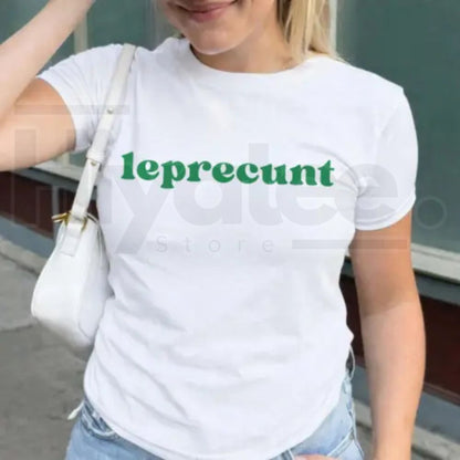 Leprecunt St Patrick's Day Baby Tee – Funny Y2K St Paddy's Shirt, Vintage 90s Retro Shamrock Tee for Women