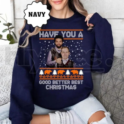 Ugly Christmas Sweater Caleb Williams & Ben Johnson: Chicago Football Sweatshirt