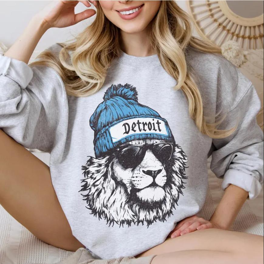 Detroit Football Crewneck Sweatshirt, Vintage Sports Fan Apparel, Trendy Game Day Gift, Unisex Detroit Sweatshirt, Detroit Football Fan - Hiyatee