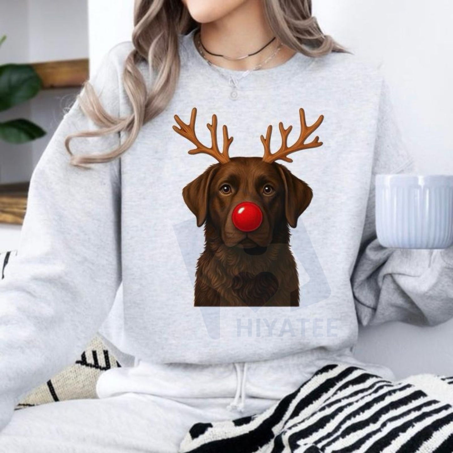 Christmas Reindeer Dog Sweatshirt: Cute Holiday Pet Graphic Pullover, Festive Dog Lover Crewneck, Unisex Gift