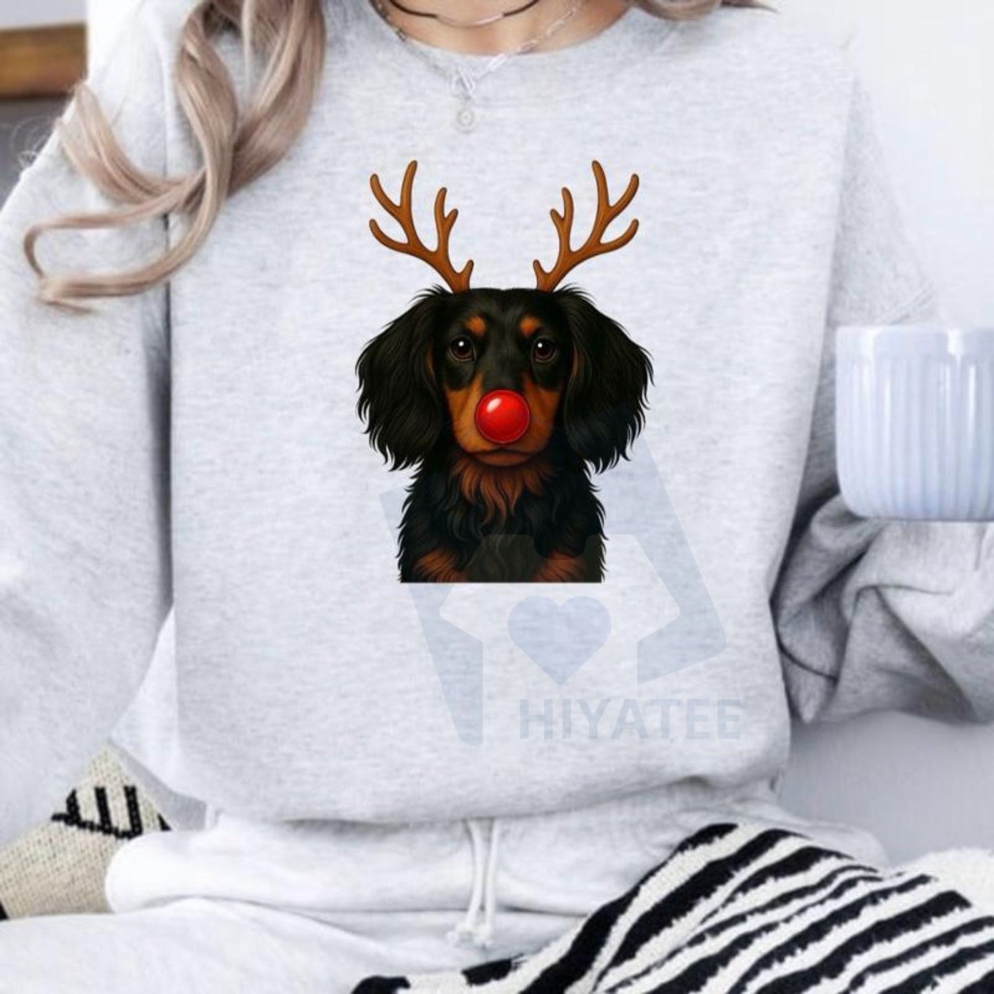 Christmas Reindeer Dog Sweatshirt: Cute Holiday Pet Graphic Pullover, Festive Dog Lover Crewneck, Unisex Gift