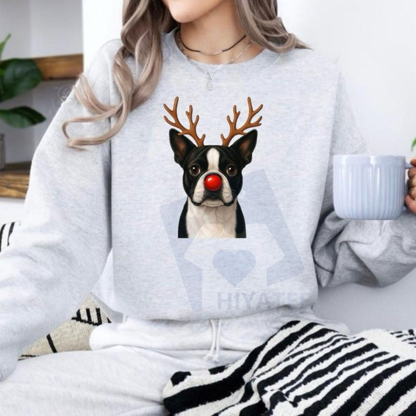 Christmas Reindeer Dog Sweatshirt: Cute Holiday Pet Graphic Pullover, Festive Dog Lover Crewneck, Unisex Gift
