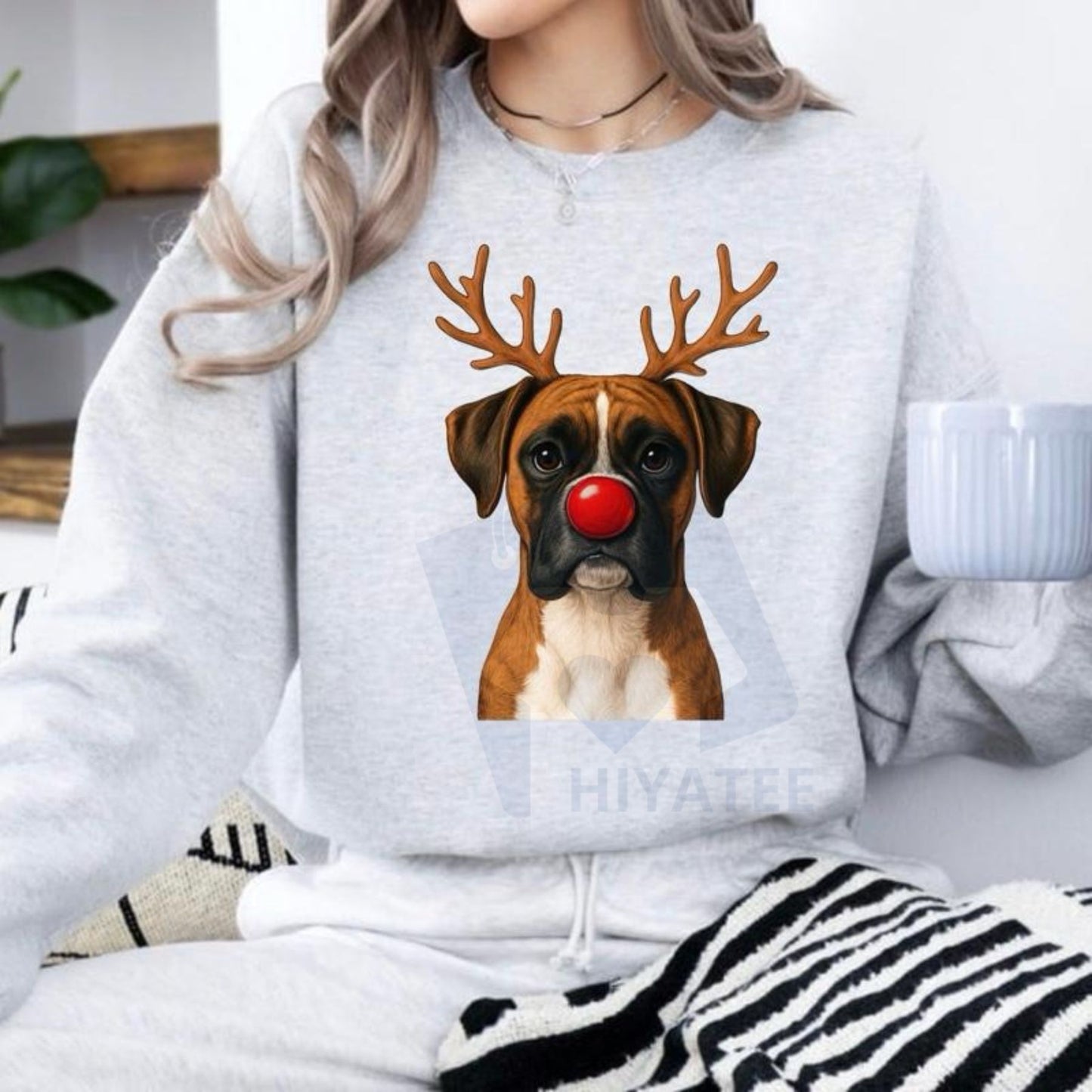 Christmas Reindeer Dog Sweatshirt: Cute Holiday Pet Graphic Pullover, Festive Dog Lover Crewneck, Unisex Gift