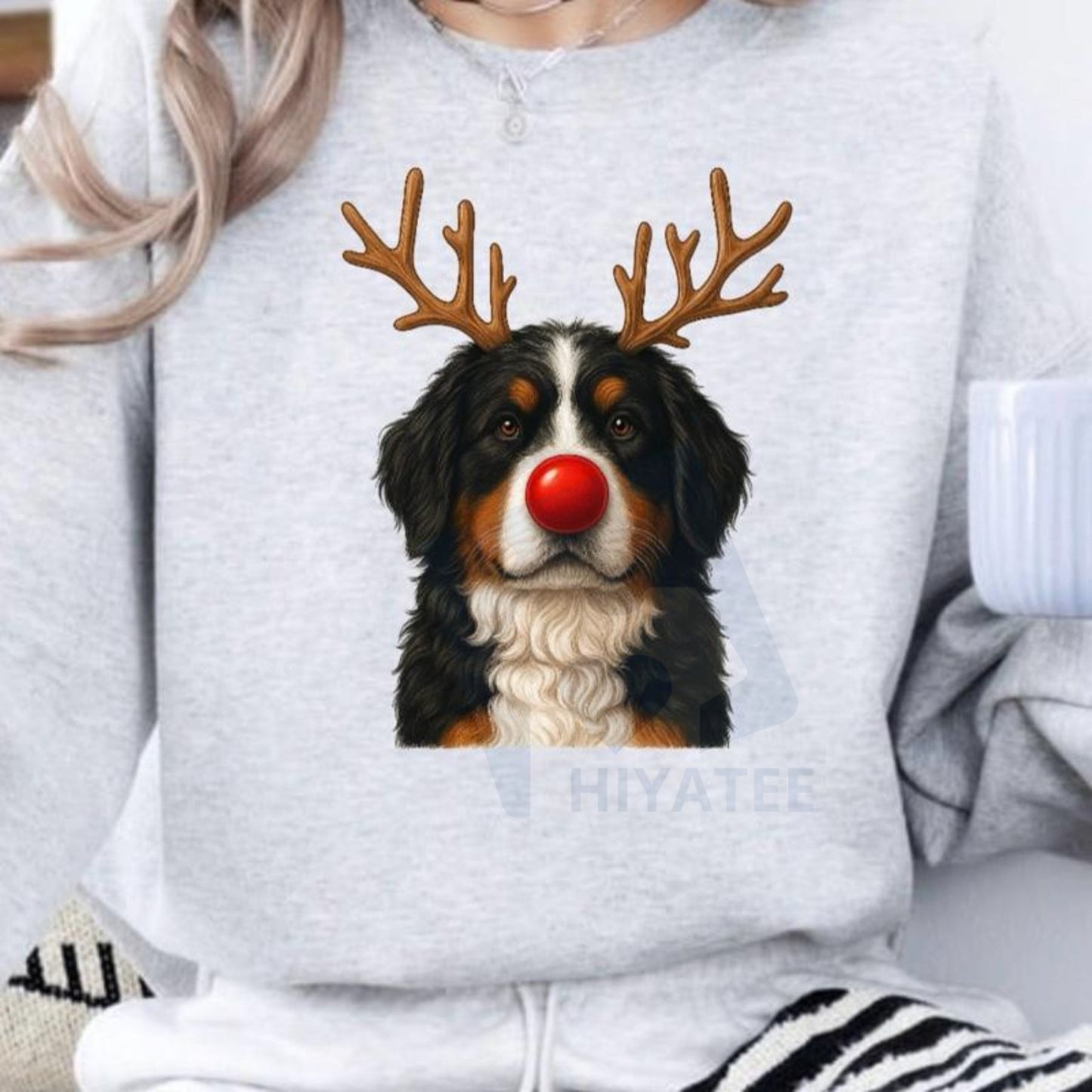 Christmas Reindeer Dog Sweatshirt: Cute Holiday Pet Graphic Pullover, Festive Dog Lover Crewneck, Unisex Gift