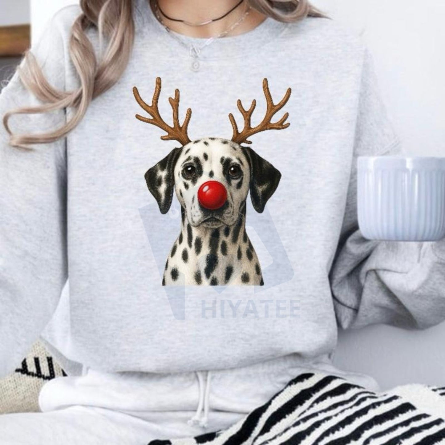 Christmas Reindeer Dog Sweatshirt: Cute Holiday Pet Graphic Pullover, Festive Dog Lover Crewneck, Unisex Gift