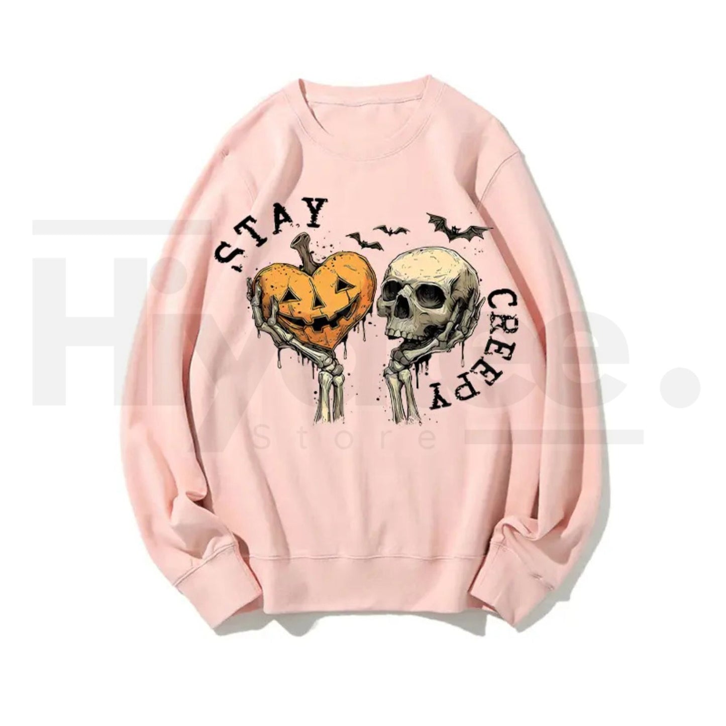 Women’s Halloween Sweatshirt – Retro Dripping Heart & Skeleton Hand Graphic, Grunge Skullfall Crewneck, Spooky Casual Pullover