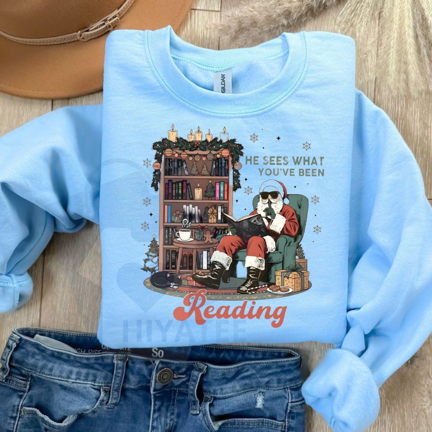 He Sees What You've Been Reading Shirt, Santa Reading Dark Romance Book Shirt, Funny Bookish Christmas Shirt, Smut Reader Gift