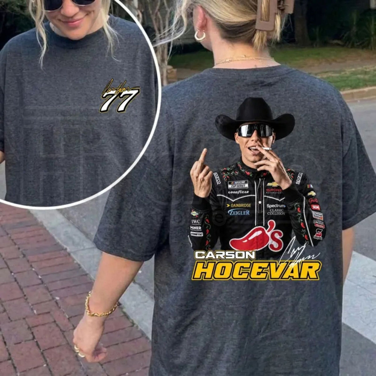 Carson Hocevar Fight T-Shirt – Vintage NASCAR Racing Graphic Tee #77