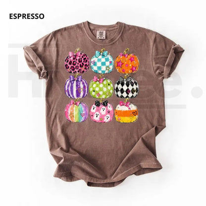 Comfort Colors Preppy Halloween Pumpkin Shirt Coquette Graphic Tee