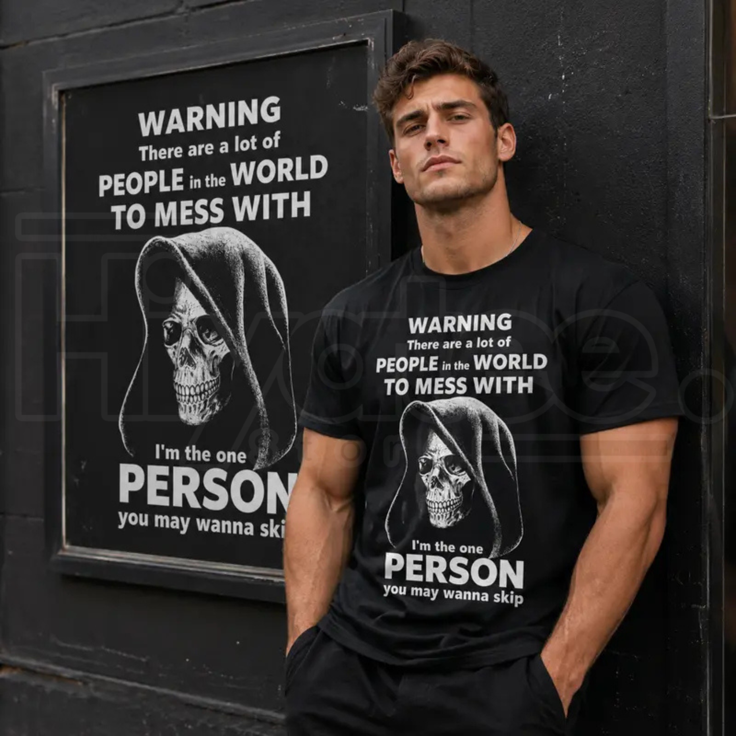 Men’s Funny Grim Reaper T-Shirt – High Contrast Skull Graphic Dark Humor Tee