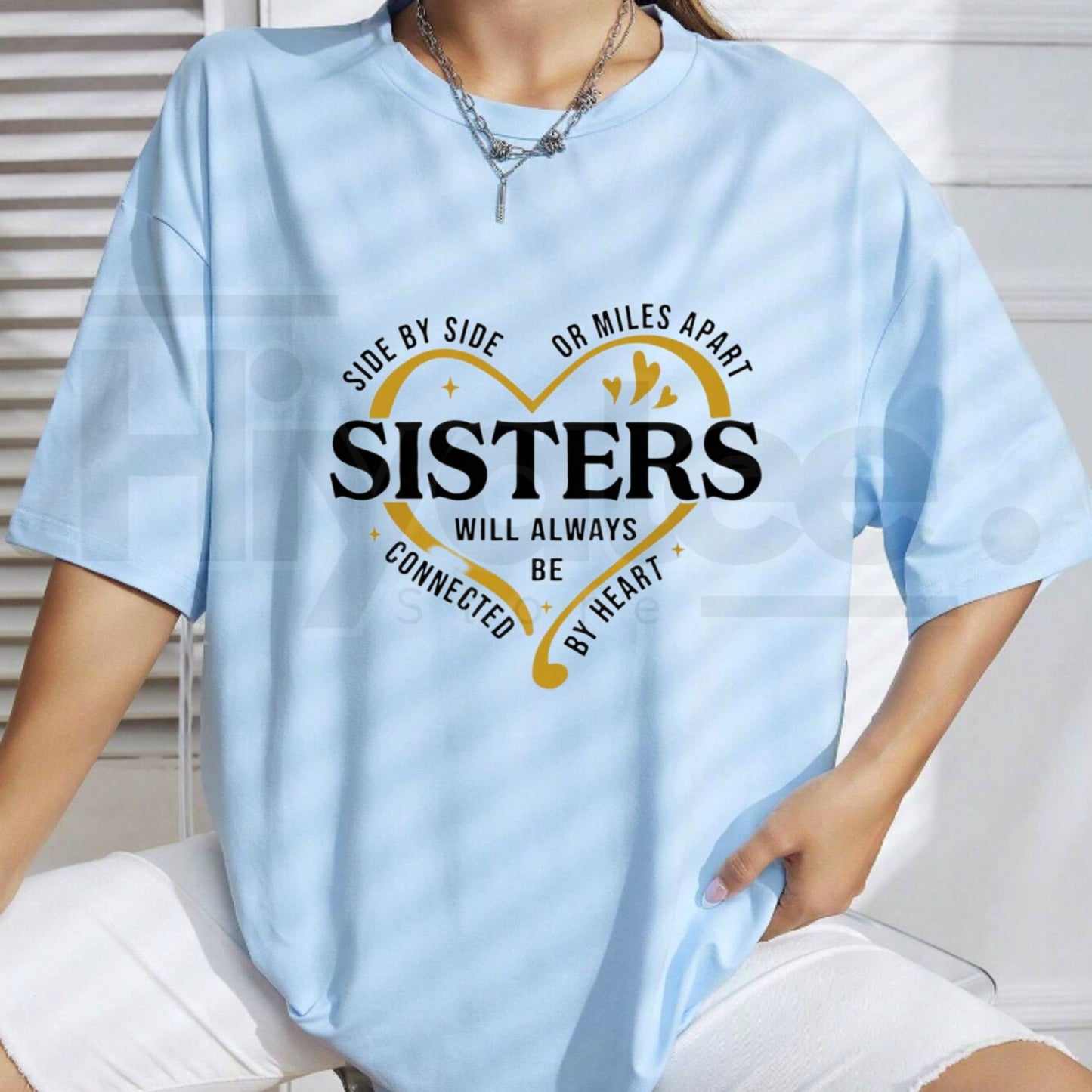 "Side By Side Or Miles Apart" – Matching Sisters Vacation Graphic Top