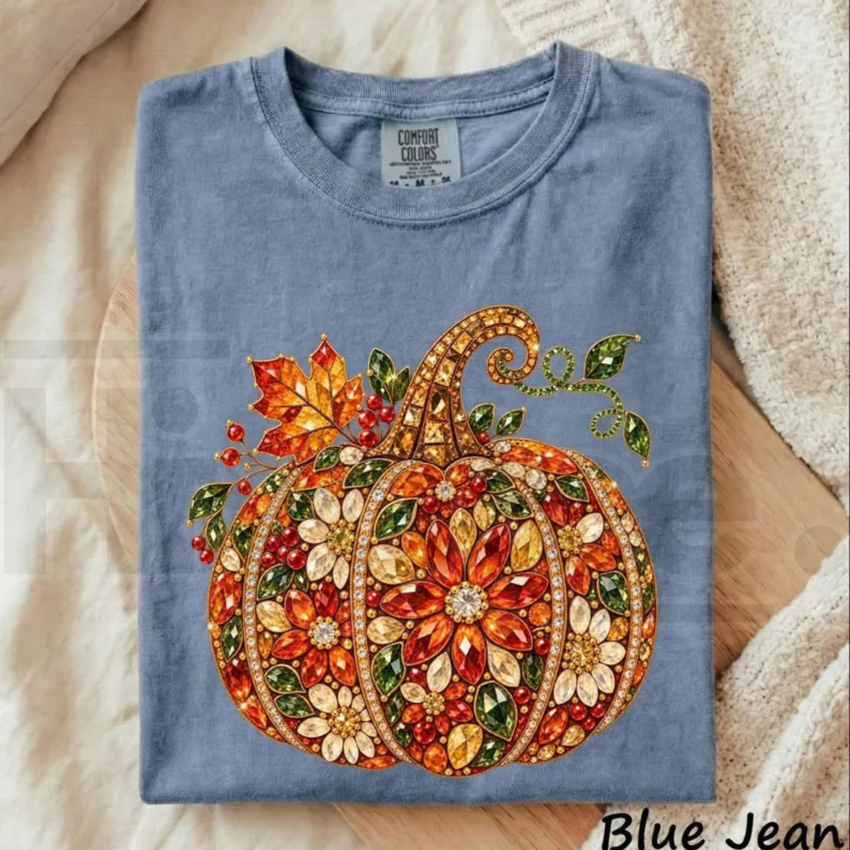 Comfort Colors Jeweled Rhinestone Pumpkin Halloween Tee