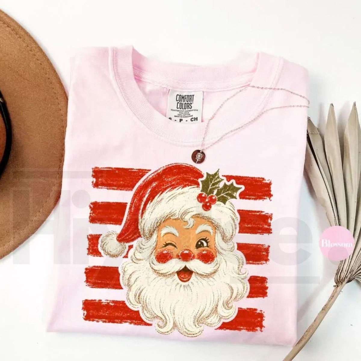 Vintage Santa Stripe Christmas Graphic Tee