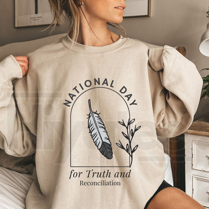 National Day For Truth And Reconciliation Native Feather Sweatshirt – Indigenous Orange Shirt Day Crewneck, Every Child Matters Graphic Pullover