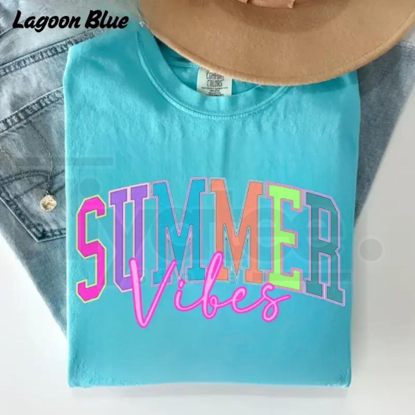 Summer Vibes Retro T-Shirt – Colorful Neon Beach Vacation Graphic Tee, Trendy Cute Gift for Her Casual Daily Outfit Top