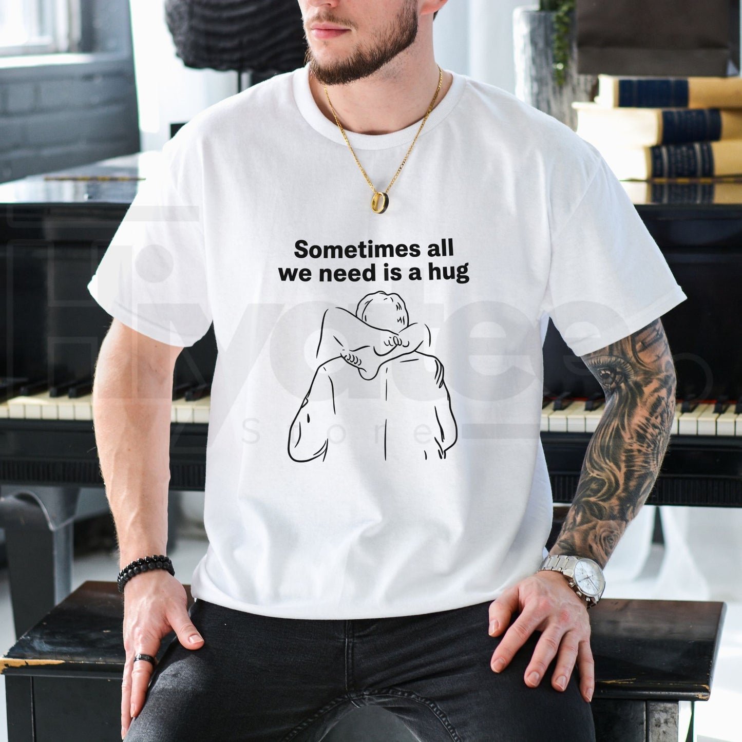 Sometimes All We Need Is a Hug Graphic T-Shirt – Mindful Minimalist Inspirational Tee