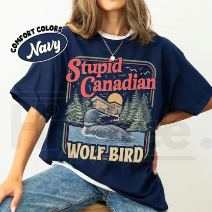 Stupid Canadian Wolf Bird T-Shirt – Retro Heated Rivalry Inspired Fan Tee