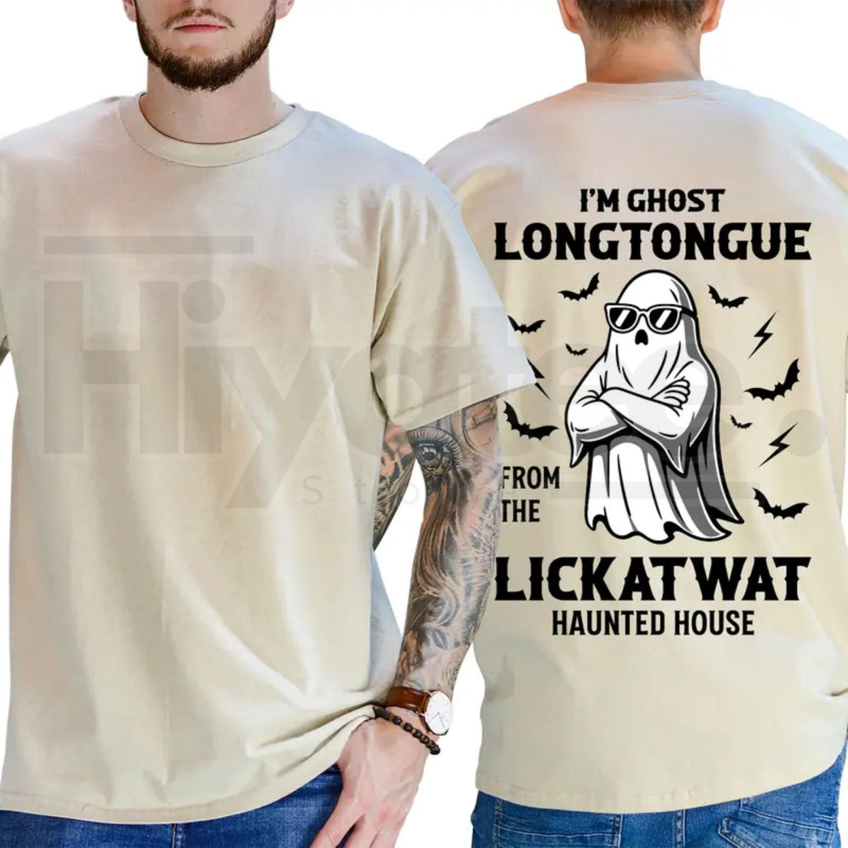 Ghost Longtongue Haunted House T-Shirt – Funny Spooky Halloween Graphic Tee